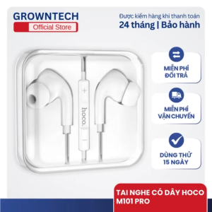 Tai nghe có dây Hoco M101 Pro White âm thanh rõ nét mic đàm thoại sử dụng jack 3.5mm