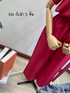 Set 2 ชิ้น เสื้อคอจีนแขนสั้น ผ่าข้าง + กางเกงขายาว TT18270