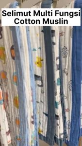 Selimut Multifungsi Baby Cotton Blanket Muslin Bayi 6 Lapis Lembut Halus Newborn Multifungsi Kintakun Karakter Kualitas Premium Quality 110x110cm