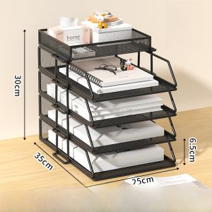 Desktop Metal File Organizer Office Supply Iron Document Holder Bookshelf Archive Storage Rack Business Essentials Stationery