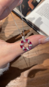 Montagne Jewelry 18k Pure White Gold necklace for women Garland Design Fine Jewellery Natural Diamond Ruby Pendant Necklace