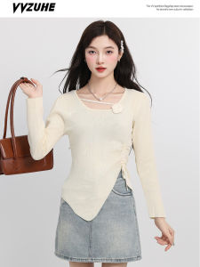 Áo Len Dệt Kim Hoa Ba Chiều Thời Trang Thu Đông Cho Nữ Áo Chui Đầu Cổ Tròn Dài Tay Quần Áo Công Sở Phong Cách Hàn Quốc