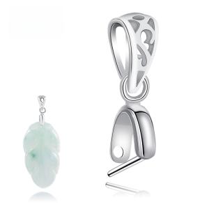 925 Fine Silver Peace Buckle Button Pendant Buckle Eardrop Frame 18K Gold Plating Buckle Jadeite Jade Clipped Button Necklace Lock Accessories