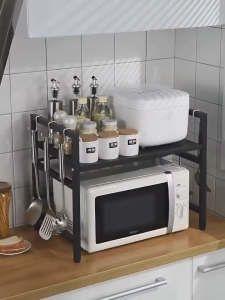 2-Layer Adjustable│KitchenPro Microwave Rack 40-60cm 50kg │ Estante ng Microwave