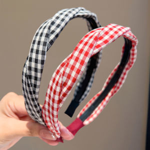 MENGWUZHENPIN | Vintage Check Thin Headband No-slip Design