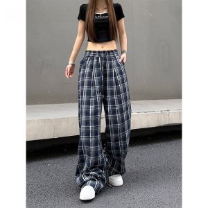 HetingHOME | Hetinghome Plaid Loose Fit Sports Pants For Men Summer Trendy Brand Couple Casual Trousers American Style Long Pants