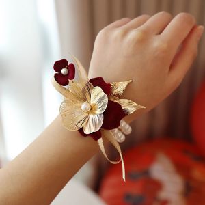 Wedding Corsage Family Full Set Bridegroom Bride Parents Boutonniere Set Wedding Brooch Wrist Flower