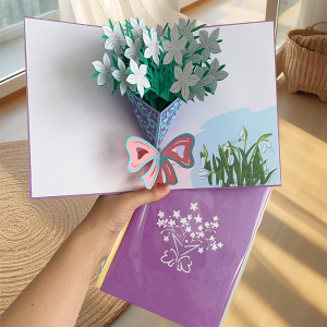 3D Creative Butterfly Flower Birthday Card Thanksgiving New Year Gift Card Stereoscopic Holiday Greeting Card Digital Printing