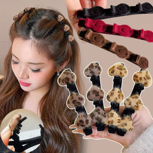 กิ๊บติดผมหน้าม้าด้านข้างสำหรับแต่งผมกิ๊ฟติดผมรูปหัวใจเสือดาว4ชิ้นผู้หญิงหญิงสาวอุปกรณ์เสริมหมวกคลุมหัว