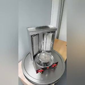 HEJI Gas Broiler Automatic Rotating BBQ Grill Machine Shawarma Grill Machine Gas Doner Kebab Vertical Fast Heating