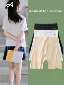 MiiOW | High Waist Safety Pants Womens Two-In-One Summer New No Inner Panties Anti-Light Absorb Belly Short Pants Nylon Spandex