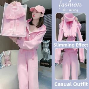 LIANGYILAILIN | Elegant Pink Youthful Fashionable Tracksuit