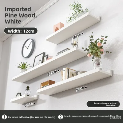 Wall-Mounted Solid Wood Shelf No-Drilling One-Board Wall Decorative Rack Layered Board Wall Partition Simple Modern Style