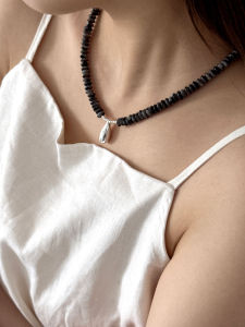 Natural Rock Waterdrop Necklace S925 Pure Silver Chinese Style Vintage Design Fashion Jewelry Womens Pendant Neckpiece