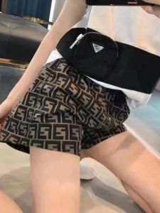 Fashionable Ice Silk Wide Leg Short Pants Women Summer Thin Five-Quarter 2025 New Korean Version Letter Full LOGO Casual Pants