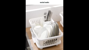 Kitchen Plates Bowls Utensils Cutlery Dish Drainer Drying Rack with Side Draining Tray