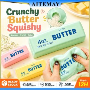 Aitemay (3PCS) Crunchy Butter Squishy Toy | ASMR Slow Rising Squeaky Toys Sensory Stress Relief Non-Sticky & Pocket Size for Kids Adults Gift