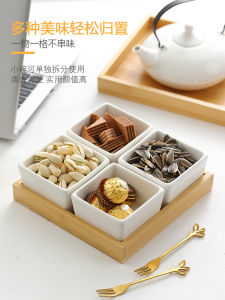 Creative Ceramic Fruit Plate Nordic Style Home Use Tea Time Snack Dish Divided Sections for Nuts Candies Dried Fruits