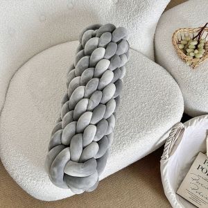 Modern Minimalist Scandinavian Cable Stitch Knotted Bedroom Cushion Living Room Decoration Sofa Cushion Cylindrical Pillow B & B