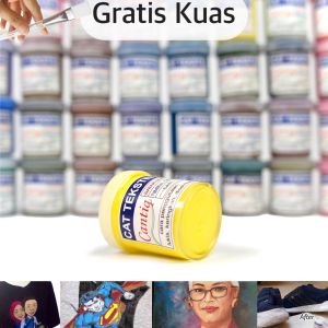 Cat Tekstil Cantiq (10ml) anti luntur tahan lama lentur tidak kaku permanen untuk baju sepatu tas kaos kanvas kulit suede jok sofa kayu kaca tembok clay topi jeans sutra keramik kertas cat lukis mewarnai anak waterbase by Ganzel