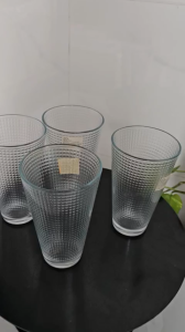 Combo 06 Cốc thuỷ tinh miệng loe hoạ tiết kim cương Ding tích 330ml