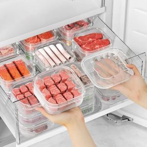 5Pcs PP Clear Food Sealed Storage Container / Refrigerator Moisture-Proof Frozen Meat Sealed Storage Box