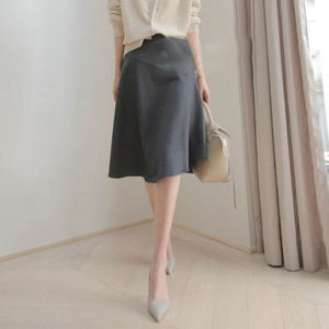 French Vintage High Waist Grey Mini Skirt Womens Spring Autumn New Style 2025 Ageless Versatile Small Size Professional A-Line Skirt
