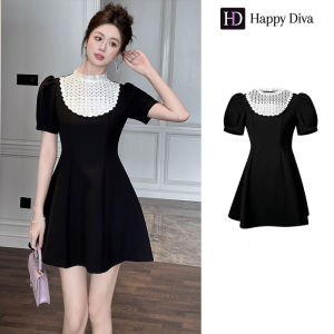 Happy Diva ชุดราตรีสีดำแขนสั้นแบบ A-Line สำหรับงานแต่งงานและงานเลี้ยงอย่างเป็นทางการ 9038