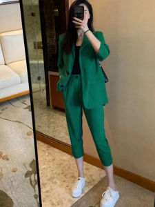 Bộ Đồ Vest Phong Cách Hàn Quốc Mùa Hè Mỏng Cạp Cao Quần Dài Tay Hai Mảnh Chất Lượng Cao Thời Trang Công Sở Cho Nữ