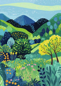 1000PCS Jigsaw Puzzle Vibrant Mountain Forest And Flower Hill Landscape Art For Adults Stress Relief Relaxing Brain Teaser Gift