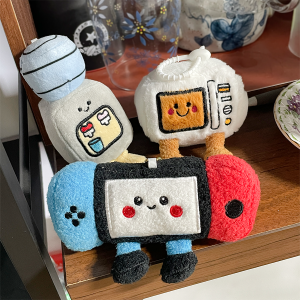 Creative game console peripherals plush charms microwave soft stuffed dolls cute water dispenser dolls couple keychain dolls