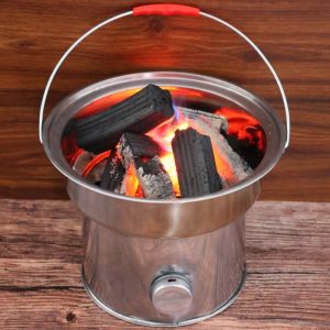 Portable Charcoal Heating Stove Rural Moving Fire Pit BBQ Grill Wood Burning Stove Home Use Carbon Roasting Pit Outdoor Camping Travel Supplies