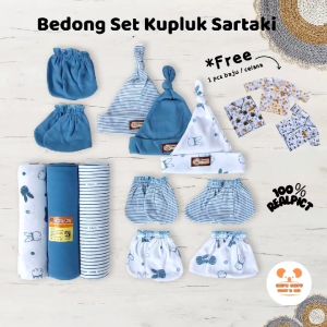 Paket Bedong Bayi Set dengan Topi Kupluk & Sarung Tangan Kaus Kaki Motif Lucu