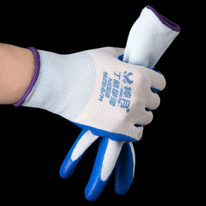 Homenhome 12 PCS Anti Slip and Durable Nitrile Rubber Wear-resistant Construction Site Work Protective Gloves