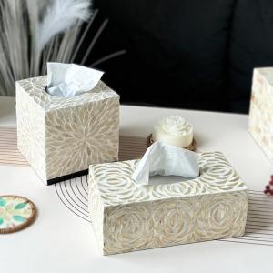 Luxurious Natural Shell Tissue Box Bedroom Bathroom Storage Organizer Creative Napkin Drawer Vietnamese Wood Material European Style