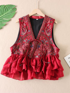 Áo Khoác Cardigan Cổ Chữ V Thêu Hoa Cẩm Chướng Phong Cách Dân Tộc Dành Cho Nữ Áo Vest Thời Trang Chất Liệu Khác Dài Thường