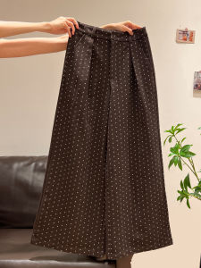 High Waist Straight Leg Casual Pants Womens Outerwear Loose Wide Leg Long Trousers Korean Style Commute Pattern Zipper Details