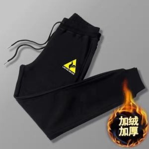 Mens Winter Thickened Fleece Lined Loose Fit Casual Trousers American Style Sweatpants Youth Popular Nine-Piece Pants