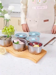 304 Stainless Steel Food Preservation Box Leak-proof Sealing Box with Lid Refrigerator Food Fresh Box Heat-resistant Bento Lunch Box for Kitchen Food Storing