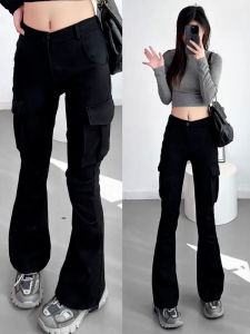 กางเกงขายาวทรงหลวมเอวยางยืดสำหรับใส่ทำงาน ทรงหลวม ทรงสลิมฟิต กางเกงขายาวทรงขากระบอก กางเกงขายาวลำลองสำหรับผู้หญิง