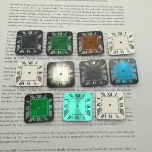 White Black Green 26.9mm Roma Square Watch Dial Fit Japan NH35 NH36 NH70 Automatic Movement with Watch Hands Accessories No Logo