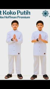 Koko Anak Putih Setelan Lengan Pendek Dan Panjang 6 - 15 Tahun Katun Toyobo Hoffman Premium