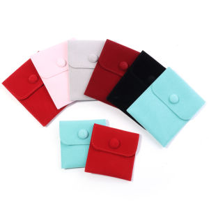 1 ชิ้น/ล็อตเครื่องประดับกระเป๋าบรรจุภัณฑ์ถุงกํามะหยี่นุ่มที่มีสีสันของขวัญสร้อยข้อมือสร้อยคอต่างหูแหวนปุ่มกํามะหยี่กระเป๋า