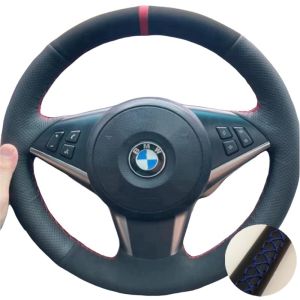 Suede Car Steering Wheel Braid For BMW E60 E61 530d 545i 550i E63 E64 630i 645Ci 650i Car Steering Wheel Cover