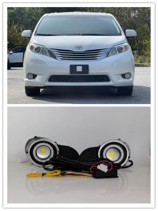 LED Fog Lights Assembly For Toyota Sienna 2011 2012 2013 2014 2015 2016  Front Bumper Fog lamp Replacement Angel Eye Daylight
