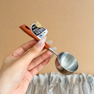 Long Handle Walnut Wooden Coffee Bean Quantitative Spoon Stainless Steel Baking Coffee Powder Measuring Spoon Special for Coffee Beans