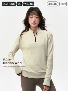 JUZHONGDEYAOJING | Long Sleeve Wool Yoga Shirt for Women