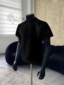 Short Boxy Shoulder Mens T-shirt Summer Slim Fit Deconstructed Cut Short Sleeve CleanFit Half Sleeve Liquid Air Layer