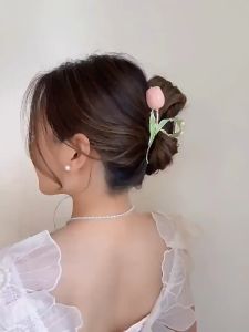 Tulip Metal Hair Clamp Elegant Fairy Tulip Back Hair Clip Girls Shark Clip Large Hair Accessories Beauty Hair Pin Women Jewelry