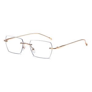 JN IMPRESSION Color Changing Frameless Glasses for Women and Men with Myopia with Diamond Cutting Edge Korean Version of Ultra-light Copper Alloy Glasses
